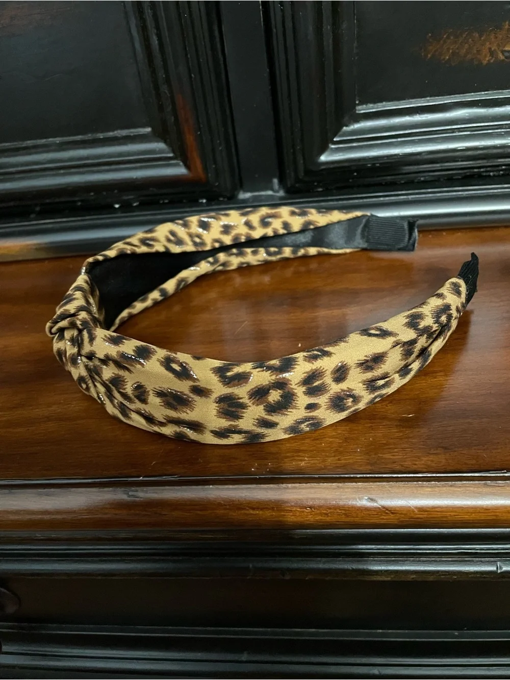 Leopard Print Knotted Headband - Brown